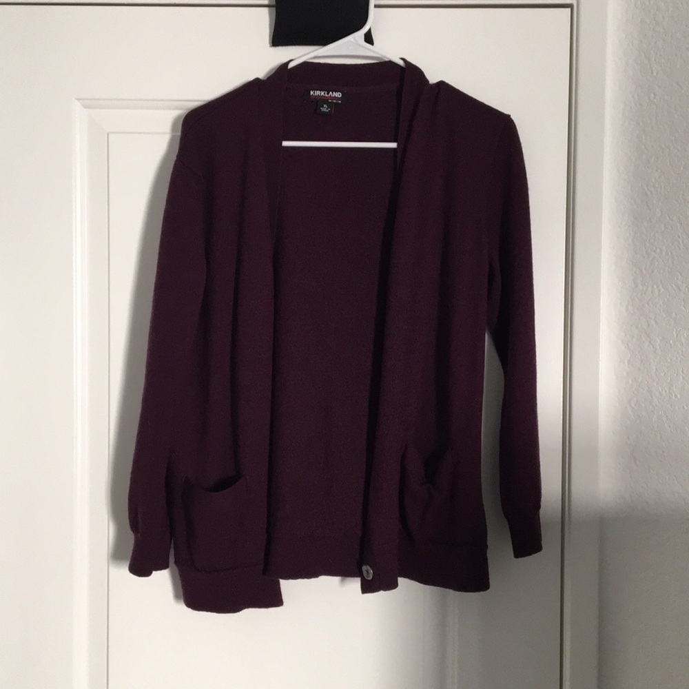 Merino Wool Cardigan - deep purple